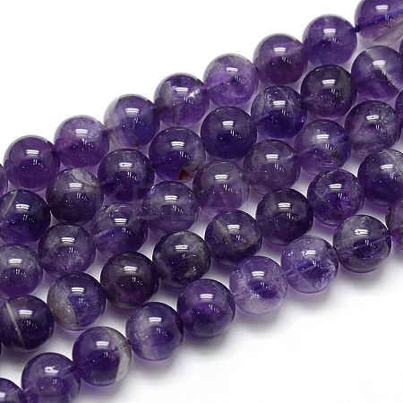 Natural Amethyst Round Bead Strands G-L170-10mm-02-1