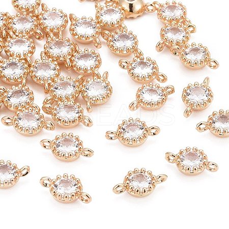 Flower Brass Micro Pave Cubic Zirconia Links Connectors LS-X-ZIRC-L054-09KCG-NR-1