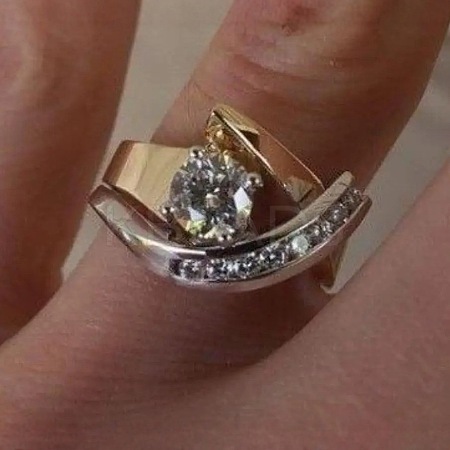 Brass Micro Pave Clear Cubic Zirconia Finger Rings FS-WG8456F-02-1