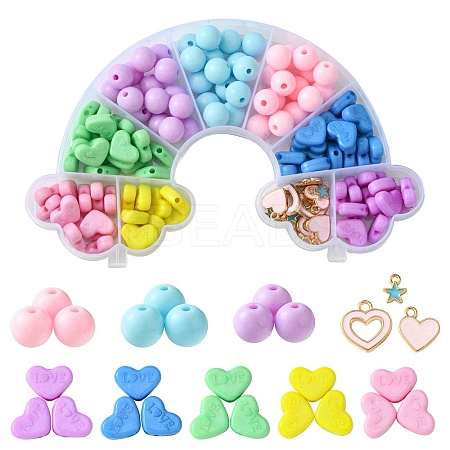 DIY Round & Heart Acrylic Beads Bracelets Jewelry Kits DIY-FS0006-28-1