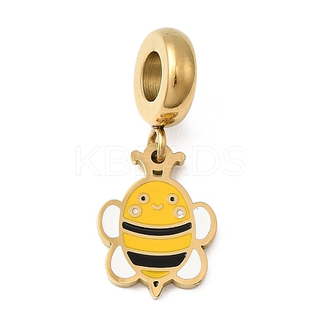 304 Stainless Steel Yellow Enamel European Dangle Charms STAS-D153-12G-1