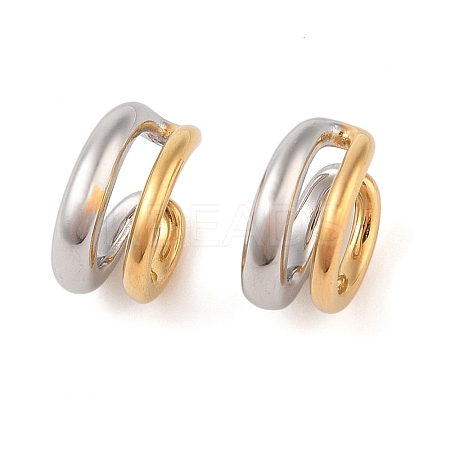 304 Stainless Steel Two Tone Cuff Earrings for Women EJEW-Z070-01G-1