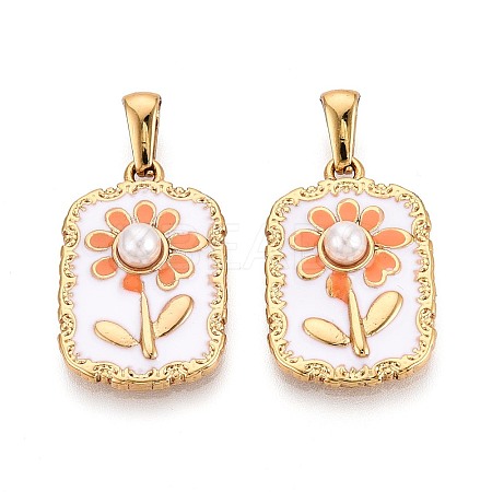 304 Stainless Steel & Enamel & ABS Imitation Pearl Pendants STAS-T072-144A-G-1
