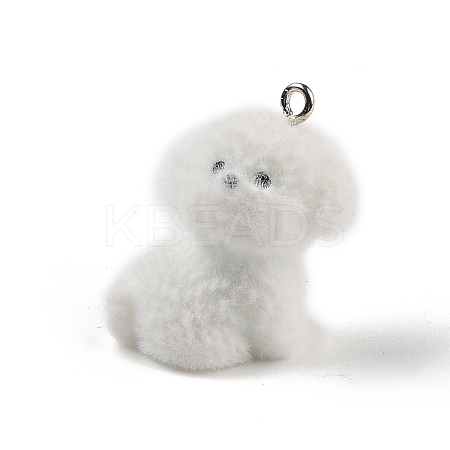 Flocking Resin Cute Puppy Pendants MACR-P043-L03-1
