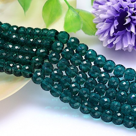 Faceted Flat Round Imitation Austrian Crystal Bead Strands G-M186-8x6mm-24A-1