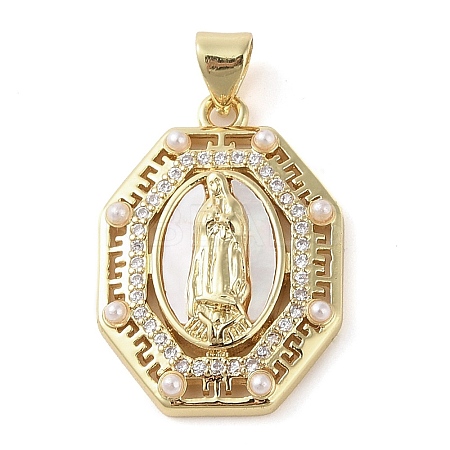 Brass Micro Pave Clear Cubic Zirconia Pendants KK-Q813-16C-G-1