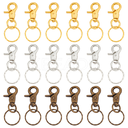 18Pcs 3 Colors Iron Swivel Clasps with Key Rings HJEW-PH0001-79-1