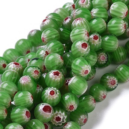 Round Millefiori Glass Beads Strands LK-P002-12-1