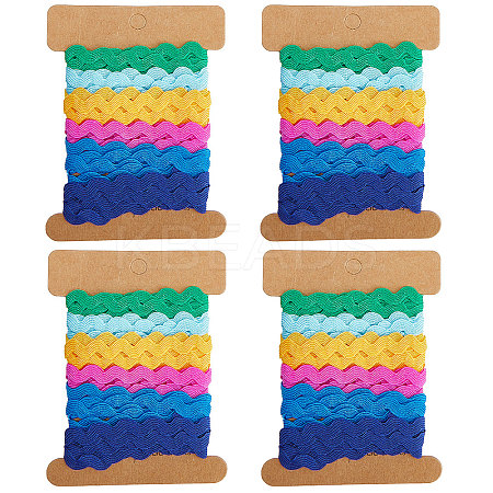 6 Yards 6 Colors Polyester Wavy Fringe Trim Ribbon OCOR-WH0080-44A-1
