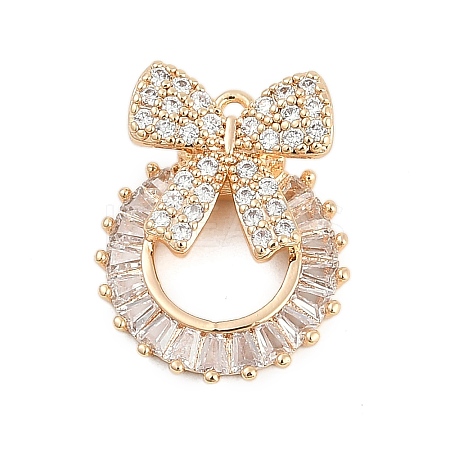 Brass Cubic Zirconia with Glass Pendants KK-Q026-23G-1