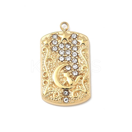 304 Stainless Steel Rhinestone Pendants STAS-U054-04G-1
