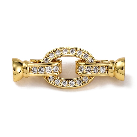 Rack Plating Brass Micro Pave Clear Cubic Zirconia Flod Over Clasps KK-B103-04G-1