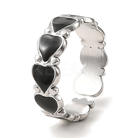 304 Stainless Steel Enamel Open Cuff Rings for Women RJEW-F166-19P-01-1