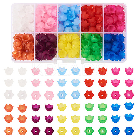 250Pcs 10 Colors Transparent Acrylic Bead Caps OACR-TA0003-21-1