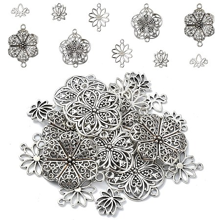25Pcs 5 Styles Tibetan Style Alloy Connector Charms TIBE-YW0001-60-1
