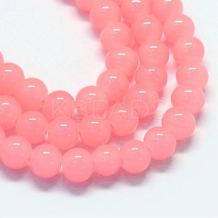 Baking Paint Imitation Jade Glass Round Bead Strands DGLA-Q021-4mm-03-1
