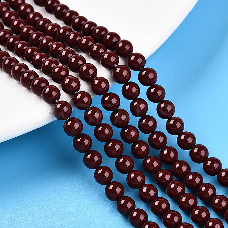 Baking Paint Pearlized Glass Pearl Bead Strands HY-N002-5mm-D01-1