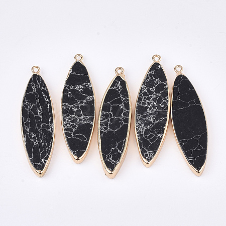 Electroplate Synthetic Turquoise Big Pendants G-S344-86D-1