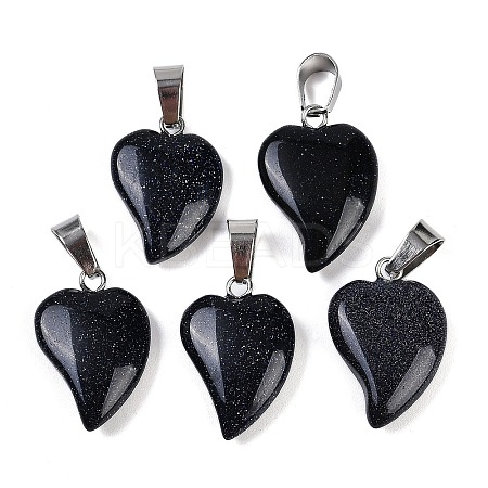 Synthetic Blue Goldstone Heart Pendants G-H073-03P-09-1