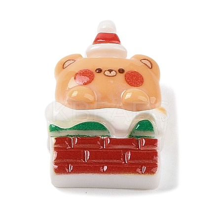 Christmas Bear Theme Opaque Resin Decoden Cabochons RESI-S397-02G-1