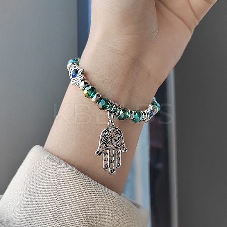 Alloy Turkiye Hamsa Hand Pendant Bracelets XI4763-6-1