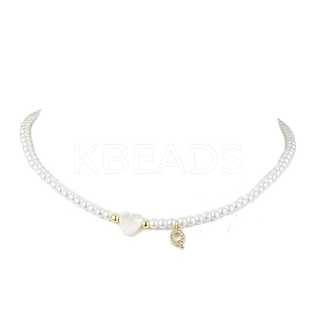 Brass Micro Pave Grade AAA Cubic Zirconia Letter Pendant Necklaces NJEW-JN04771-17-1