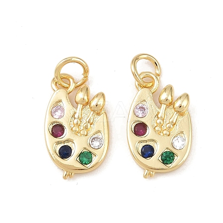 Brass Micro Pave Cubic Zirconia Pendants KK-G544-27G-1