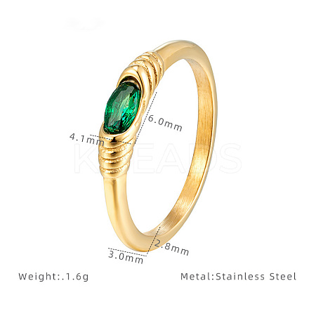 304 Stainless Steel with Cubic Zirconia Finger Rings FS-WG2ED2E-07-1