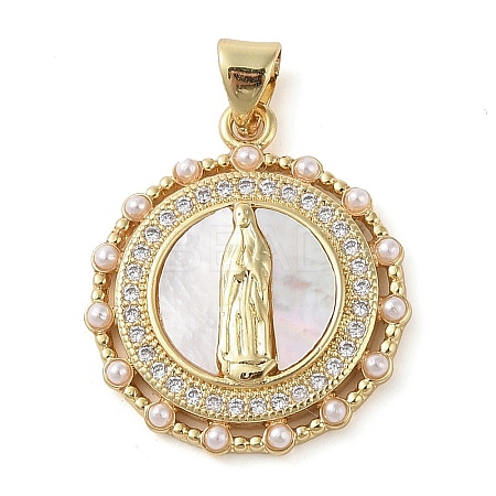 Brass Micro Pave Clear Cubic Zirconia Pendants KK-Q813-16E-G-1