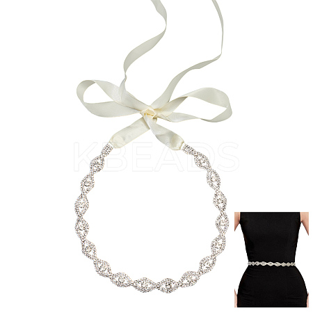 Metal Full Crystal Rhinestone Horse Eye Bridal Waist Belts for Wedding Dress AJEW-WH20080-65A-S-1