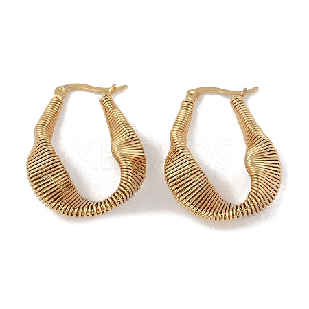 Ion Plating(IP) 201 Stainless Steel Textured Twist Hoop Earrings EJEW-I309-24G-1