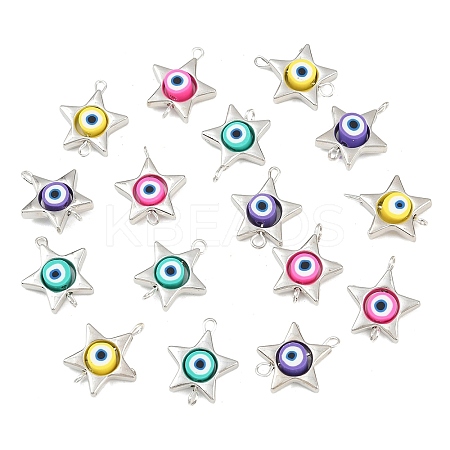 CCB Plastic Frame with Polymer Clay Beads Star Links Connector Charms KK-D103-09B-P-1