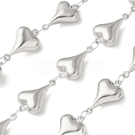 304 Stainless Steel Heart Link Chains CHS-Z004-09P-1