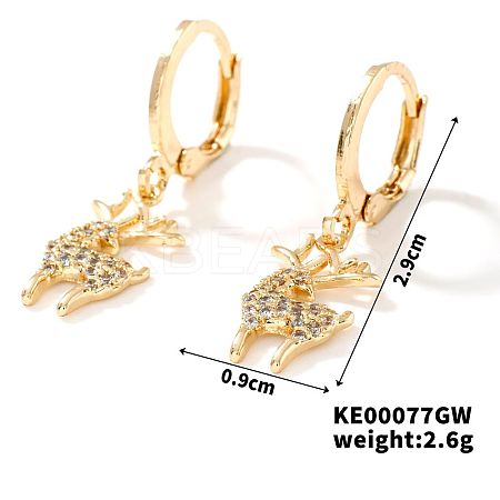 Elegant Vintage Copper Hoop Earrings with Geometric Zircon Stones IN0853-5-1