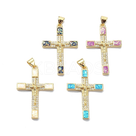 Religion Theme Brass Micro Pave Clear Cubic Zirconia Pendants KK-A221-22G-1