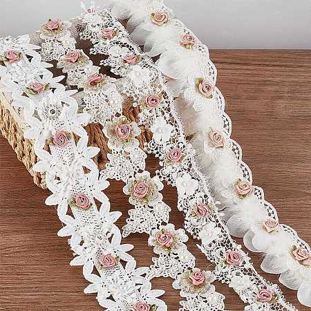 4 Yards 4 Styles Polyester Flower Lace Ribbon OCOR-AR0001-72-1