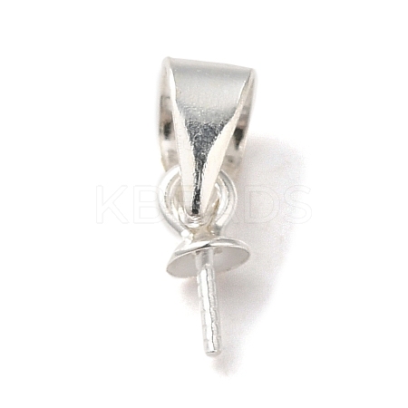 Rhodium Plated 925 Sterling Silver Cup Pearl Bail Pin Pendants STER-P008-02-1
