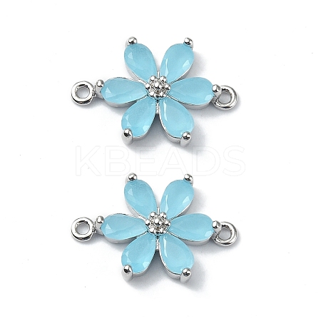 Brass Pave Cubic Zirconia Connector Charms KK-B072-01P-06-1