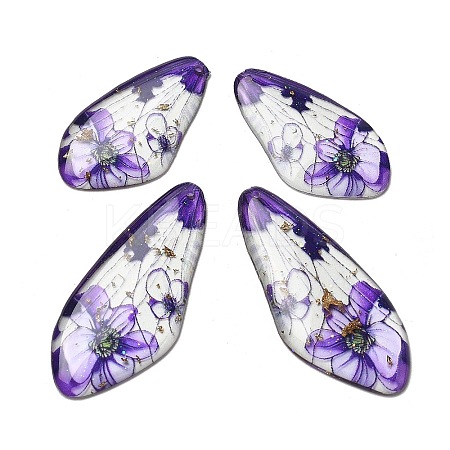 4Pcs Transparent Epoxy Resin Butterfly Wings Pendants RESI-C057-07C-1