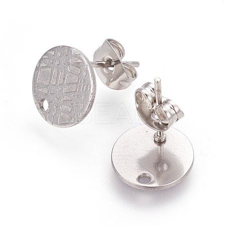 304 Stainless Steel Ear Stud Findings STAS-O119-14A-P-1