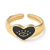 Ion Plating(IP) 304 Stainless Steel Enamel Heart with Eye Cuff Finger Rings RJEW-L107-062G-02-2