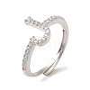 Rack Plating Brass Cubic Zirconia Arabic Letters Adjustable Rings for Women RJEW-S407-10P-02-1