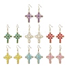 7 Pairs 304 Stainless Steel Glass Seeds Cross Dangle Earrings EJEW-MZ00506-2