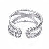 Non-Tarnish 304 Stainless Steel Criss Cross Open Cuff Ring LS-RJEW-T023-23P-2