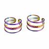 Hollow 3 Line Cuff Rings RJEW-N038-010-1