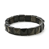 Square Natural Silver Obisdian Beads Stretch Bracelets for Women Men BJEW-C097-06P-4