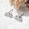 Brass Micro Pave Clear Cubic Zirconia Stud Earrings EJEW-R016-01P-1
