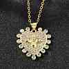 Brass Micro Pave Clear Cubic Zirconia Bee Heart Pendant Necklaces for Women NJEW-D311-01C-G-1