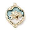 Brass Enamel Oval with Flower Connector Charms KK-M308-06G-02-1