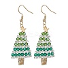 304 Stainless Steel Glass Christmas Tree Dangle Earrings EJEW-MZ00521-3